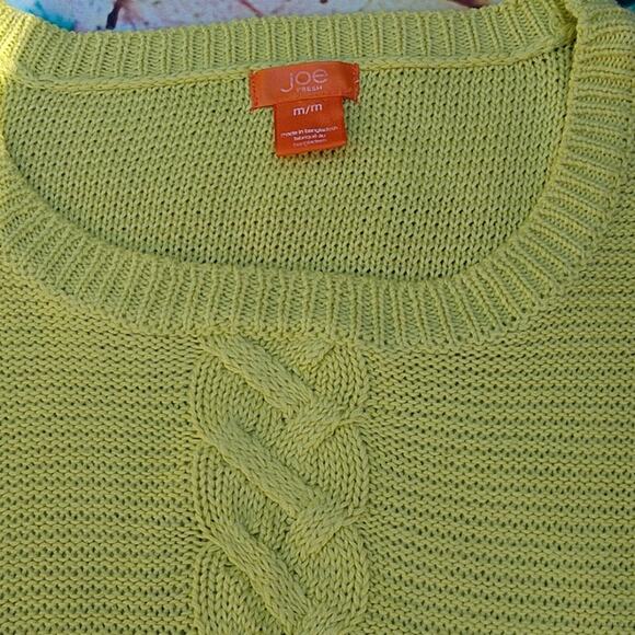Joe Fresh Women's Sweater Lime Yellow Green Single Cable Tunic size Medium - Picture 2 of 8